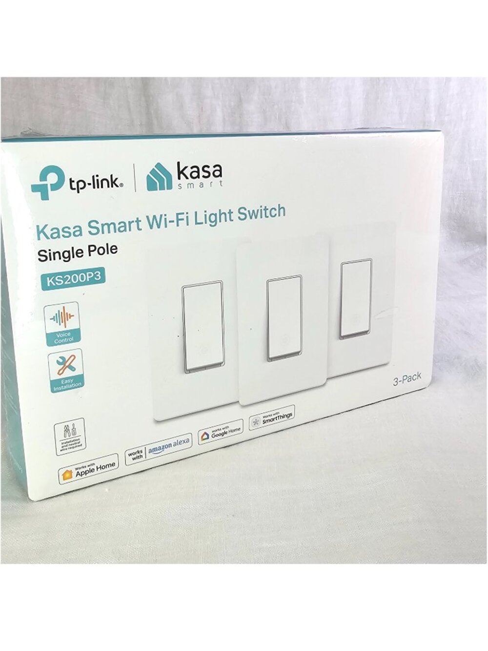 NIB! Tp-link Kasa Smart Wi-Fi Light Switch Single Pole KS200P3 3-Pack